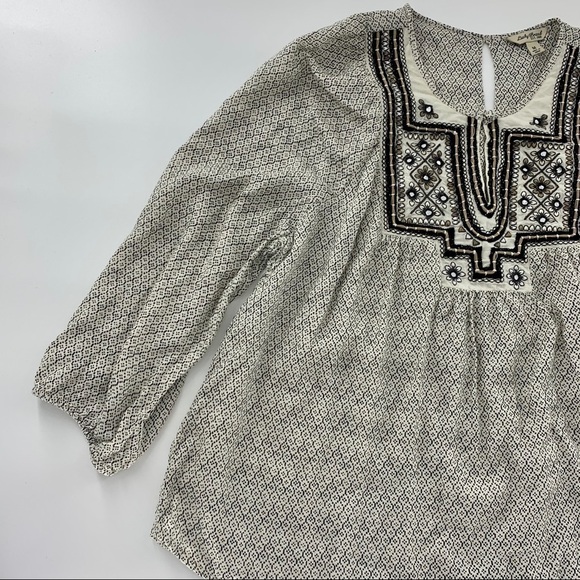 Lucky Brand Lilah Mirrored Boho 3/4 Sleeve Blouse - Picture 5 of 9